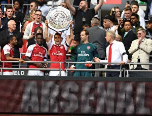 Images Dated 6th August 2017: Granit Xhaka Lifts FA Community Shield: Arsenal's Victory over Chelsea (2017-18)