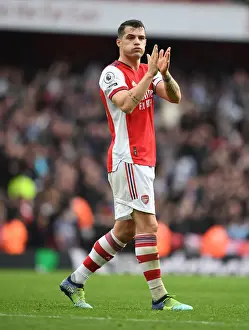 Arsenal V Manchester City 2021-22 Prints: Granit Xhaka Salutes Arsenal Fans: Arsenal vs Manchester City, Premier League 2021-22