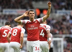 Images Dated 15th September 2018: Granit Xhaka Scores First Goal: Arsenal's Triumph over Newcastle United (September 2018)