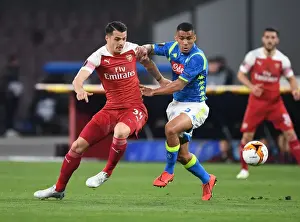Napoli V Arsenal 2018-19 Prints: Granit Xhaka vs Allan: Napoli vs Arsenal - UEFA Europa League Quarterfinal Showdown