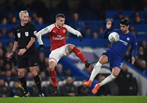 Chelsea V Arsenal - Carabao Cup 1/2 Final 1st Leg 2017-18 Prints: Granit Xhaka vs. Alvaro Morata: Carabao Cup Semi-Final Showdown at Stamford Bridge