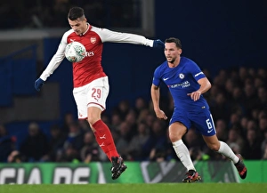 Chelsea V Arsenal - Carabao Cup 1/2 Final 1st Leg 2017-18 Prints: Granit Xhaka vs. Danny Drinkwater: Carabao Cup Semi-Final Showdown at Stamford Bridge