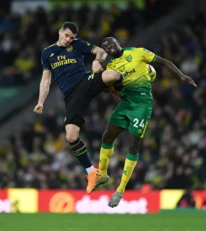 Norwich City V Arsenal 2019-20 Prints: Granit Xhaka vs Ibrahim Amadou: Intense Battle for Ball Possession - Norwich City vs Arsenal FC