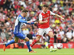 Arsenal V Brighton And Hove Albion 2022-23 Prints: Granit Xhaka vs. Pascal Gross: Intense Battle at Emirates Stadium - Arsenal vs