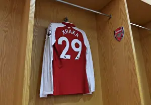 Arsenal V Tottenham Hotspur 2017-18 Prints: Granit Xhaka's Arsenal Shirt in Arsenal Dressing Room Before Arsenal vs
