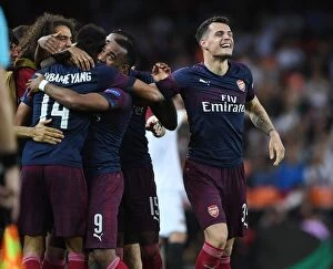 Images Dated 9th May 2019: Granit Xhaka's Brace: Arsenal Secures Europa League Final Spot vs. Valencia
