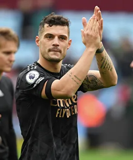 Granit Xhaka's Emotional Applause: Aston Villa vs. Arsenal FC, Premier League 2022-23 - A Heartfelt Moment at Villa Park