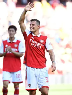 Arsenal V Leicester City 2022-23 Prints: Granit Xhaka's Emotional Family Reunion: Arsenal's Victory Over Leicester City (2022-23)