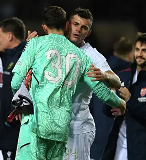 Oxford United V Arsenal - FA Cup 2023 Prints: Granit Xhaka's Emotional Reunion with Matt Turner: Oxford United vs Arsenal