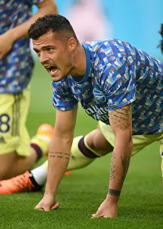 Newcastle United V Arsenal 2021-22 Prints: Granit Xhaka's Gear Up: Arsenal's Premier League Battle at Newcastle United