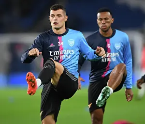 Granit Xhaka's Intense Pre-Match Focus: Arsenal FC vs. Brighton & Hove Albion, Premier League 2022-23