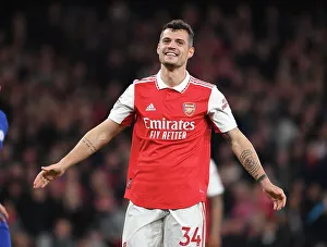 Arsenal V Chelsea 2022-23 Prints: Granit Xhaka's Midfield Showdown: Arsenal vs. Chelsea, 2022-23 Premier League
