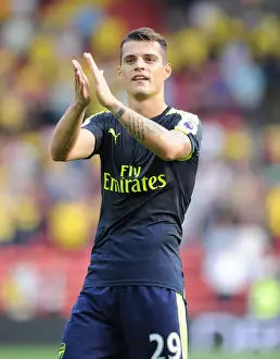 Watford V Arsenal 2016-17 Prints: Granit Xhaka's Reaction: A Tense Moment at Vicarage Road - Watford vs