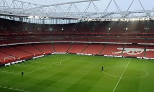 Images Dated 30th November 2010: The Groundsman marks out the pitch before the match. Arsenal 2: 0 Wigan Athletic
