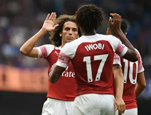 Chelsea V Arsenal 2018-19 Prints: Guendouzi and Iwobi Celebrate Arsenal's Goals Against Chelsea (2018-19)