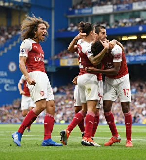 Chelsea v Arsenal 2018-19 Collection: Guendouzi and Iwobi Celebrate Arsenal's Winning Goals Against Chelsea (2018-19)
