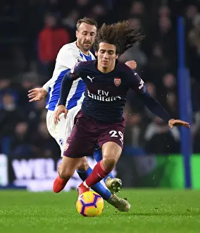 Brighton And Hove Albion V Arsenal 2018-19 Prints: Guendouzi Tripped by Murray: Intense Moment from Brighton vs
