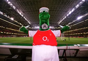 Arsenal V Southampton FA Cup Final Prints: Gunner under the closed roof before the match. Arsenal 1: 0 Southampton. The F