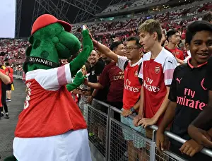 Arsenal V Atletico Madrid 2018-19 Prints: Gunnersaurus Greets Arsenal Fans Before Arsenal vs Atletico Madrid - International Champions Cup 2018