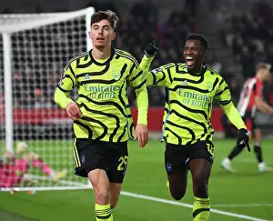 Havertz and Nketiah Celebrate Arsenal's Goal: Brentford vs Arsenal, 2023-24 Premier League