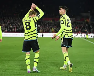 Brentford V Arsenal 2023-24 Prints: Havertz and Odegaard in Ecstatic Unison: Arsenal's Thrilling Goal Celebration vs Brentford