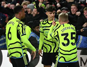 Brentford V Arsenal 2023-24 Prints: Havertz and Zinchenko Celebrate Arsenal's Goal: Brentford vs Arsenal