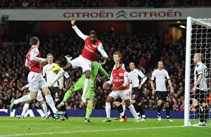 Arsenal V Fulham 2011-12 Prints: Head-to-Head: Djourou vs. Schwarzer - Arsenal vs. Fulham, 2011-12 Premier League