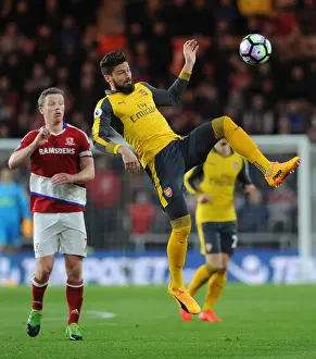 Middlesbrough V Arsenal 2016-17 Prints: Head-to-Head: Olivier Giroud vs Grant Leadbitter - Middlesbrough vs Arsenal