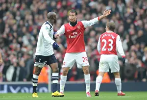 Arsenal V Tottenham Hotspur 2010-11 Prints: Heartbreaking Rivalry: Chamakh vs Gallas in the Intense Arsenal vs Tottenham Clash (3-2 in Favor of Spurs)