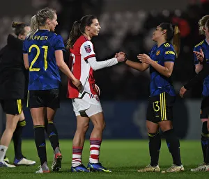 Heartwarming Handshake: Tobin Heath and Ivana Ferreira Fuso Post-Match at Arsenal Women vs Manchester United Women, Conti Cup Quarterfinal