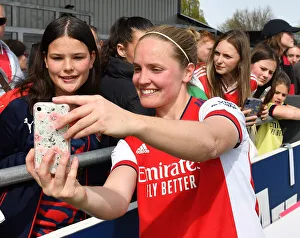 Arsenal Women V Chelsea Women FA Cup 1/2 Final 2021-22 Prints: Heartwarming Selfie: Arsenal's Kim Litt and a Fan at the Women's FA Cup Semi-Final