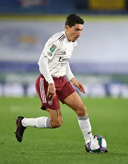 Hector Bellerin of Arsenal in Action at Leicester City vs Arsenal Carabao Cup Match