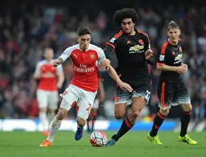 Arsenal V Manchester United 2015/16 Prints: Hector Bellerin (Arsenal) Marouane Fellaini (Man Utd). Arsenal 3: 0 Manchester United