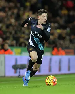 Hector Bellerin (Arsenal). Norwich City 1: 1 Arsenal. Barclays Premier League. Carrow Road