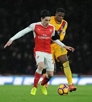 Images Dated 1st January 2017: Hector Bellerin (Arsenal) Wilfred Zaha (Palace)