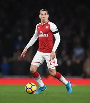 Arsenal V Huddersfield Town 2017-18 Prints: Hector Bellerin: Arsenal's Defensive Powerhouse in Action Against Huddersfield Town