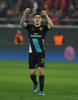 Olympiacos V Arsenal 2015-16 Prints: Hector Bellerin: Arsenal's Victory Celebration vs