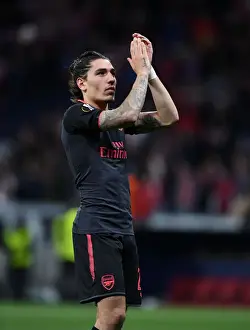 Atletico Madrid V Arsenal 2017-18 Prints: Hector Bellerin Celebrates Europa League Victory with Arsenal Fans: Atletico Madrid vs Arsenal (2017-18)