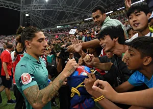 Hector Bellerin Greets Arsenal Fans After Arsenal vs. Paris Saint-Germain Match in Singapore, 2018