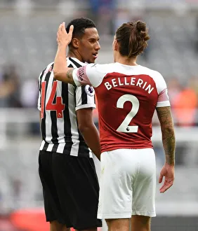 Newcastle United V Arsenal 2018-19 Prints: Hector Bellerin and Isaac Hayden: A Moment of Sportsmanship Amidst Newcastle United vs Arsenal FC Rivalry (2018-19)