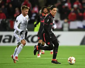 Ostersunds V Arsenal 2017-18 Prints: Hector Bellerin Outmaneuvers Dennis Widgren in Arsenal's Europa League Clash against Ostersunds