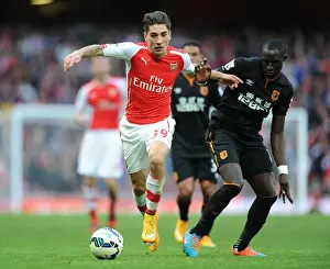 Arsenal V Hull City 2014-15 Prints: Hector Bellerin Outmaneuvers Mohamed Diame: Arsenal vs Hull City, 2014-15 Premier League