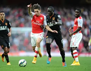 Arsenal V Hull City 2014-15 Prints: Hector Bellerin Outsmarts Mohamed Diame: Arsenal's Agile Defender Outmaneuvers Hull City Opponent