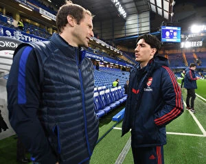 Images Dated 21st January 2020: Hector Bellerin and Petr Cech Reunited: Chelsea vs. Arsenal, Premier League 2020