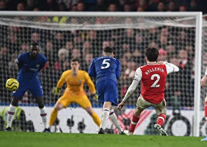 Images Dated 21st January 2020: Hector Bellerin Scores Arsenal's Second Goal: Chelsea vs Arsenal, Premier League 2019-20