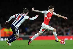 Arsenal V West Bromwich Albion 2015-16 Prints: Hector Bellerin vs Craig Gardner: Clash at Emirates Stadium - Arsenal vs West Bromwich Albion