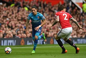 Manchester United V Arsenal 2017-18 Prints: Hector Bellerin vs Manchester United: A Premier League Showdown at Old Trafford