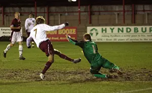 Burnley Yth V Arsenal Yth - FA Yth Cup Prints: Henri Lansbury scores his and Arsenals 1st goal past Daniel MacDonald (Burnley)
