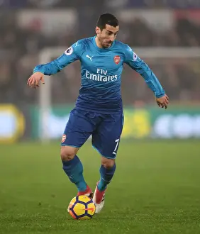 Swansea City V Arsenal 2017-18 Prints: Henrikh Mkhitaryan in Action: Arsenal's Star Performance Against Swansea City