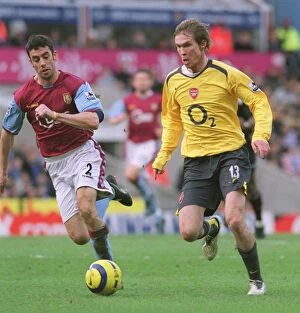 Aston Villa v Arsenal 2005-6 Collection: Hleb vs. Delaney: A Battle of Midfield Masters at Villa Park, FA Premiership 2005-06